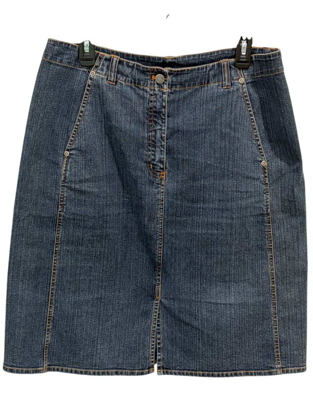 Chicos Denim Jean Skirt Size 2.5 US 14 Stretch Pockets Casual Everyday Wear